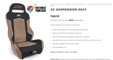 Custom PRP XC Seat Configuration for RO